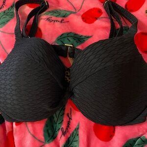 Victoria's Secret Push Up Black Textured Bikini Top